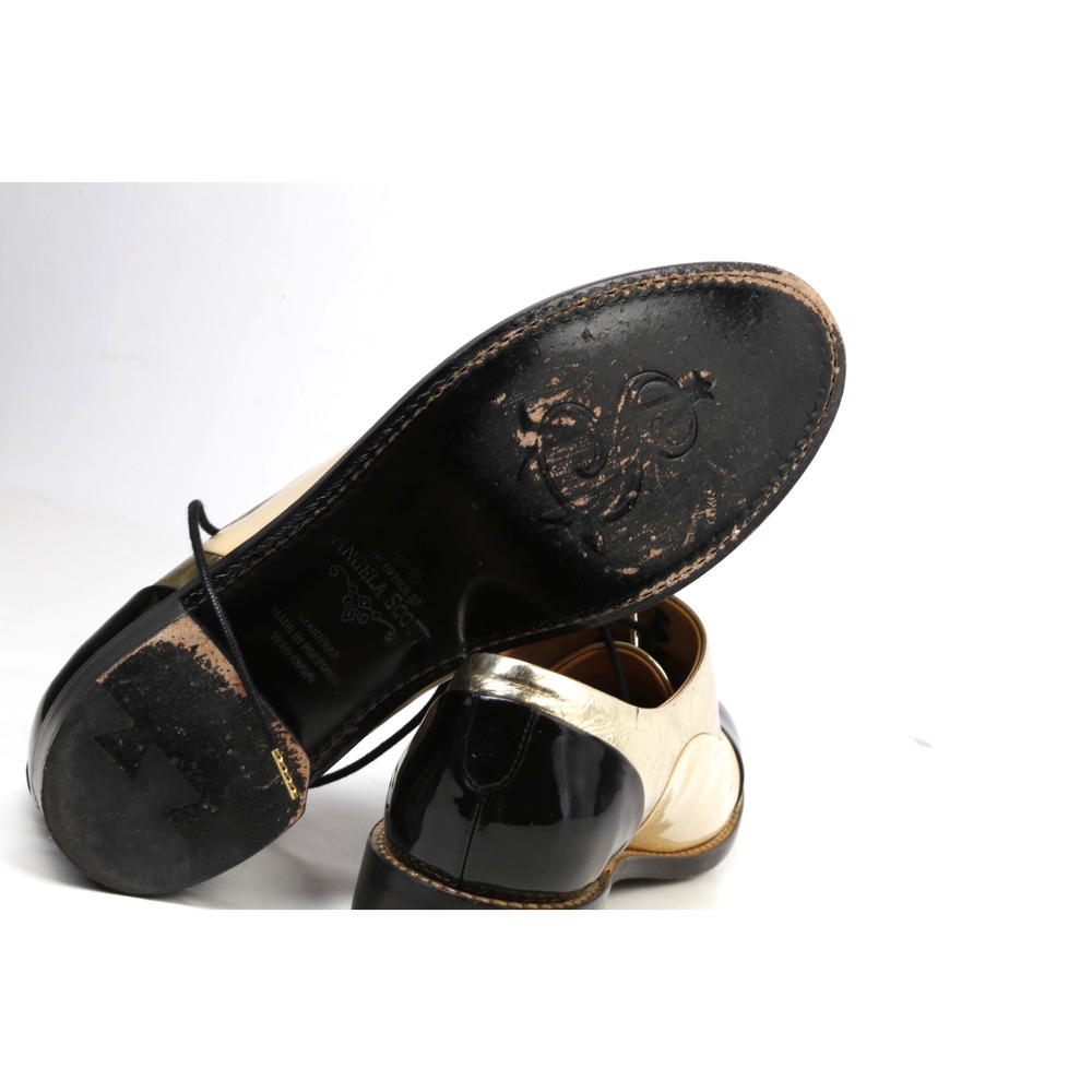 The Office OF Angela Scott Oxfords 38.5 Mr Colin Patent Nude Metallic Leather - Picture 14 of 16